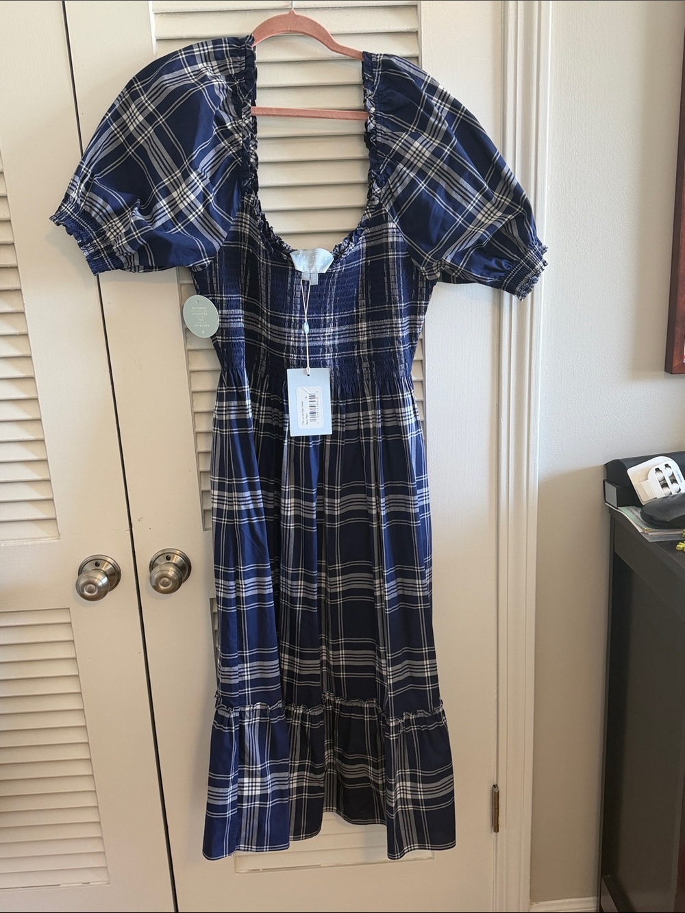 Hill House NWT Navy Blue Plaid Dress Size XL